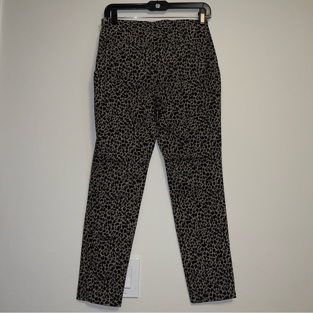 Cheetah ankle pull on pant sz 4 fitted leopard elastic waist side zip high rise - Picture 6 of 12